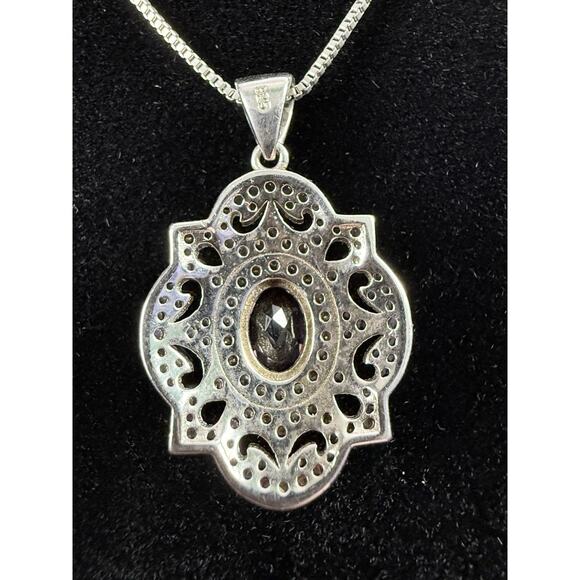 Vintage Amethyst Necklace 925 Sterling Silver Box Chain 18" Fancy Elegant - Picture 4 of 5